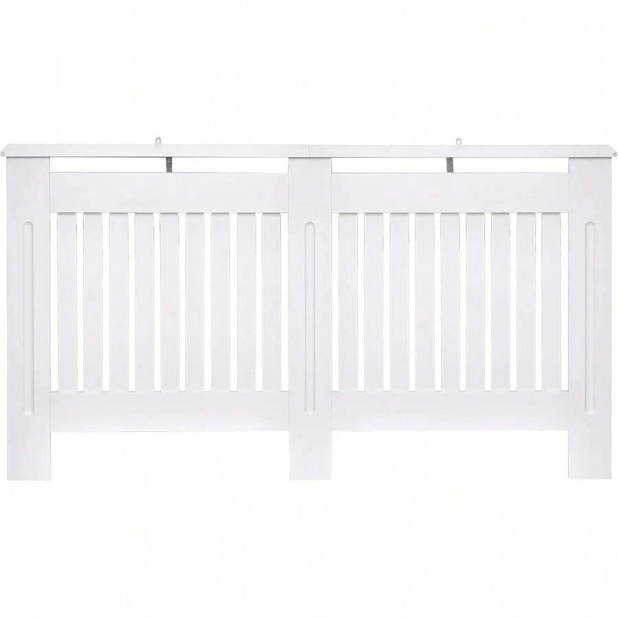 Slatted Radiator Cover Painted Cabinet MDF Lined Grill In White (172L X 19W X 81H Cm) - White - View 1