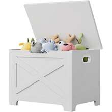 Wooden Storage Chest, Farmhouse Style Storage Bench With Safety Hinges, Wooden Trunk Toy Chest For Entryway, Living Room, Bedroom, 300 Lb Capacity, Easy Assembly, White - trắng - Xem 3