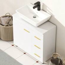 3-Tier Bathroom Cabinet, MDF, Particleboard, White. - White - View 7