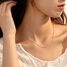 S925 Sterling Silver Men's Necklace, Gold Tone Hip-Hop Chain, Hypoallergenic Material, Suitable For Street Dance And Dating, All-Season Basic Necklace, Best Choice For Boyfriend Holiday Gift - Silver -o Chain - View 5