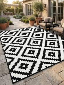 1PC Rug, Carpet, Area Rug, Door Mat, Nordic Modern Classic Geometric Diamond Pattern Outdoor Rug, Suitable For Entrance, Balcony, Garden, Outdoor, Yard, Living Room, All Seasons Soft Machine Washable Rug Mat, Home Decor - Multicolor - View 5