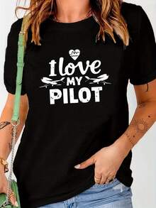 Amo a mi piloto camiseta cómoda para mujer - Negro - Ver 6