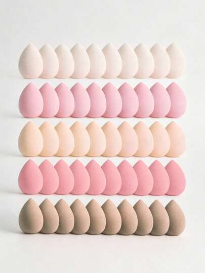 50/40/25/10/5pcs Set Of Makeup Sponges In Different Shapes And Colors, Suitable For Liquid, Cream And Foundation, Latex-Free Multi-Functional Elastic Makeup Sponges, Suitable For All Skin Types, Applicable For Makeup, Vanity, Travel, Bedroom, Makeup Accessories, Makeup Pads, Makeup Brushes, Powder Puffs, Makeup Sponges, Affordable Makeup Tools