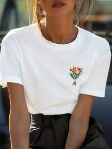 Camiseta de Mujer - Corte Clásico Cómodo, Suave y Transpirable, Adecuada para Uso Diario, Diseño Clásico de Cuello Redondo, Combinable con Varios Atuendos, Disponible en Múltiples Colores, Ajuste Elástico, Lavable a Máquina, Tallas XS a XXL, 100% Algodón - Blanco - Ver 6