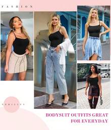 Nebility Fajas moldeadoras de cintura, monos, ropa para mujer, control de abdomen, sin costuras, moldeador de cuerpo completo, monos con cuello cuadrado, top - Negro - Ver 5