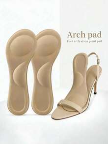 1 Pair Women's Arch Support 3/4 Length Shoe Insoles, Soft Cushioning Anti-Slip Full-Length Insoles Suitable For High Heels, Sandals And Wedges In Summer - Beige - View 2