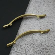 1 Tay nắm tủ bằng hợp kim kẽm mạ đồng thau mờ, đường kính lỗ 96mm, kiểu dáng cong cổ điển, kèm ốc vít, đã vượt qua thử nghiệm phun muối 24 giờ, thích hợp cho ngăn kéo tủ bếp, tủ quần áo. - Sang trọng - Xem 11