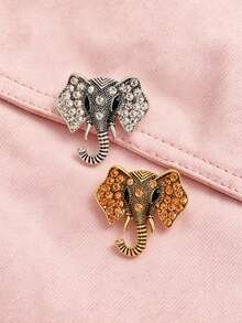 1/2 piezas Broche de elefante de estilo vintage con rhinestones, elegante y versátil pasador de solapa para traje, abrigo, suéter, chal, accesorio único y delicado - Multicolor - Ver 7