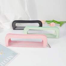 Bolsa de maquillaje transparente de PU portátil para viajes con ventana, estuche de almacenamiento de brochas de maquillaje - Multicolor - Ver 7