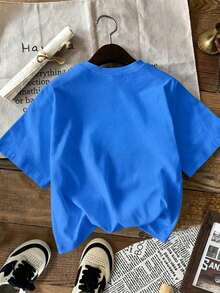 Camiseta de Mujer DrmWander, Estilo Casual Urbano con Estampado Gráfico, Camiseta de Manga Corta, Bonita para el Verano - Azul - Ver 2