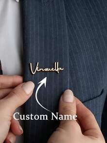 Customized Personalized Name Lapel Pin, Stainless Steel Gold-Plated Engraved Brooch, Suitable For Graduation, Business And Formal Occasions, Customized Stainless Steel Brooch, Customized Suit Lapel Pin Gift For Father, Groom, Graduate And Professional, Graduation And Formal Suit Lapel Pin, Father's Day Gift - Multicolor - View 3