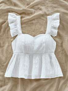 Camisa de mujer de manga corta para vacaciones de primavera/verano, de tela texturizada, adecuada para festival de música, estilo bohemio, citas de vacaciones, tarde de té - Blanco - Ver 4