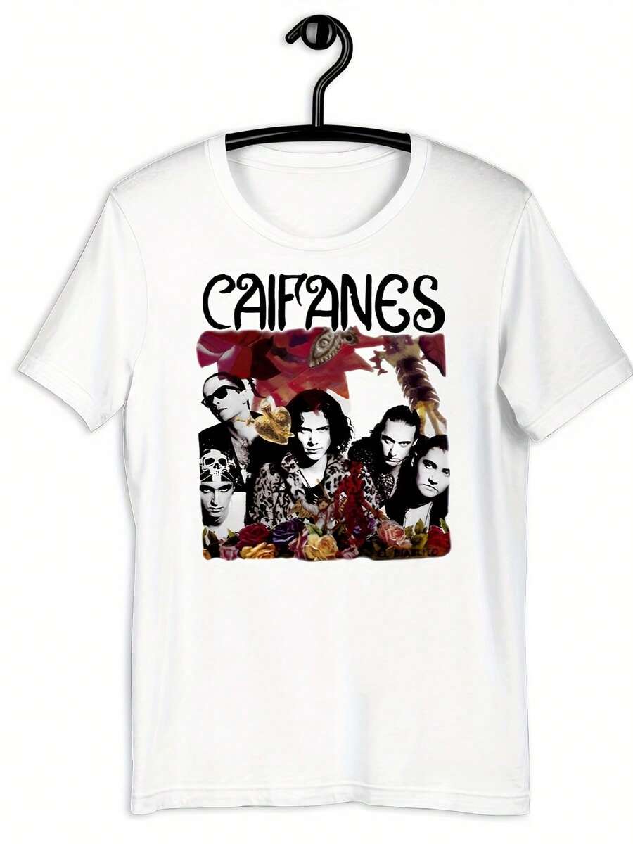 Camiseta Unisex con Gráficos Vintage de la Banda Caifanes Diablito para Hombre y Mujer, 100% Algodón, Suave, Esencial para Ropa Casual Urbana en Todas las Temporadas, Estilo Versátil para Todas las Temporadas, Uso Diario Asequible y Regalo Perfecto para Fans y Amigos - 220g - Negro - Ver 1