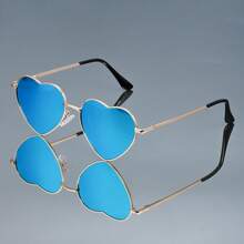 Unisex Heart-Shaped  Women, Purple To Golden Gradient Lens Lentes, Metal Hinges Statement Eyewear, Summer Beach Glasses For Photo Shoots Party Everyday Halloween Christmas Birthday Gift - 紫色 - 查看 6