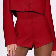 Tailored Mini Shorts Old Money Elegant Cute Summer 90's Cute Y2k Spring Vacation Holiday Festival - Rojo - Ver 1