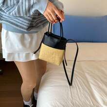 BV Bottega Small Andiamo Bolso de mujer tejido a mano de cuero genuinoBolsodebolso de manotipocuboconpatróntejidoparamujer,bolsodemarca,elegantebolsodemanoparaseñorabolsaderegaloexquisita,bolsodebolso de manodelujoparamujer,bolsocruzadodemodaparamujer,adecuadoparachicas,estudiantesnivel universitariodamasdeoficina,madresdemedianaedadparausodiario,comprasoficina,clase,reuniones,citas,actividadesalairelibretambiénunregaloidealparaBolso de Playa de Paja para Mujer, Verano 2026, Nuevo Bolso de Mano con Diseño de Patchwork, Estilo Retro Color-Block, Bolso Tipo Cubo, Bolso Bandolera - Marrón sin colgantes - Ver 7
