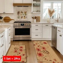 1pc Floral Pattern Printed Linen Kitchen Rug, Carpet Mat, Bathroom Mat, Doormat, 3D Printed Rectangle, Suitable For Living Room, Bedroom, Hallway, Bathroom, Laundry Room - Polyester Carpet, Indoor Outdoor Home Decor - Multicolor - View 16