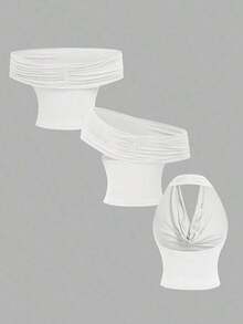 Set de 3 piezas de Tops de Tirantes Versátiles para Mujer - Verde militar - Ver 4