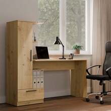 Multifunctional Desk With Integrated Bookshelf And Tall Cabinet, Minimalist Home Computer Workstation For Bedroom Or Study, Writing Desk With Drawer And Side Storage For High-Capacity Organization, Available In Three Colors. - Table - View 6