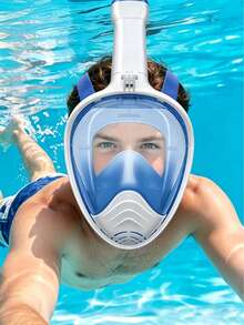 1pc Full Face Snorkel Mask With Camera Mount, 180° Panoramic View, Dry Top Snorkel, Anti-Fog Anti-Leak Diving Equipment, Essential Adult Beach & Swimming Pool Gear - Multicolor - View 1