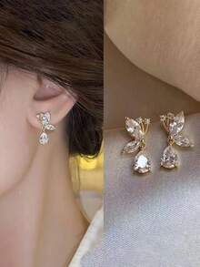 1 Pair Elegant Butterfly Rhinestone Inlaid Earrings, Fashionable And Personalized Jewelry - Style 3 - View 2