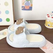 New Summer Cute Fish Design Indoor Home Open Toe Slippers, Soft Sole Comfortable Thick Bottom Non-Slip Sandals - Blue and White - View 4