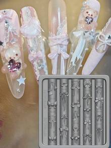 1 chiếc ruy băng nơ đa năng, khuôn làm móng nghệ thuật hình nơ 3D dễ thương, dụng cụ thiết yếu cho thợ làm móng. - Trong sáng - Xem 1