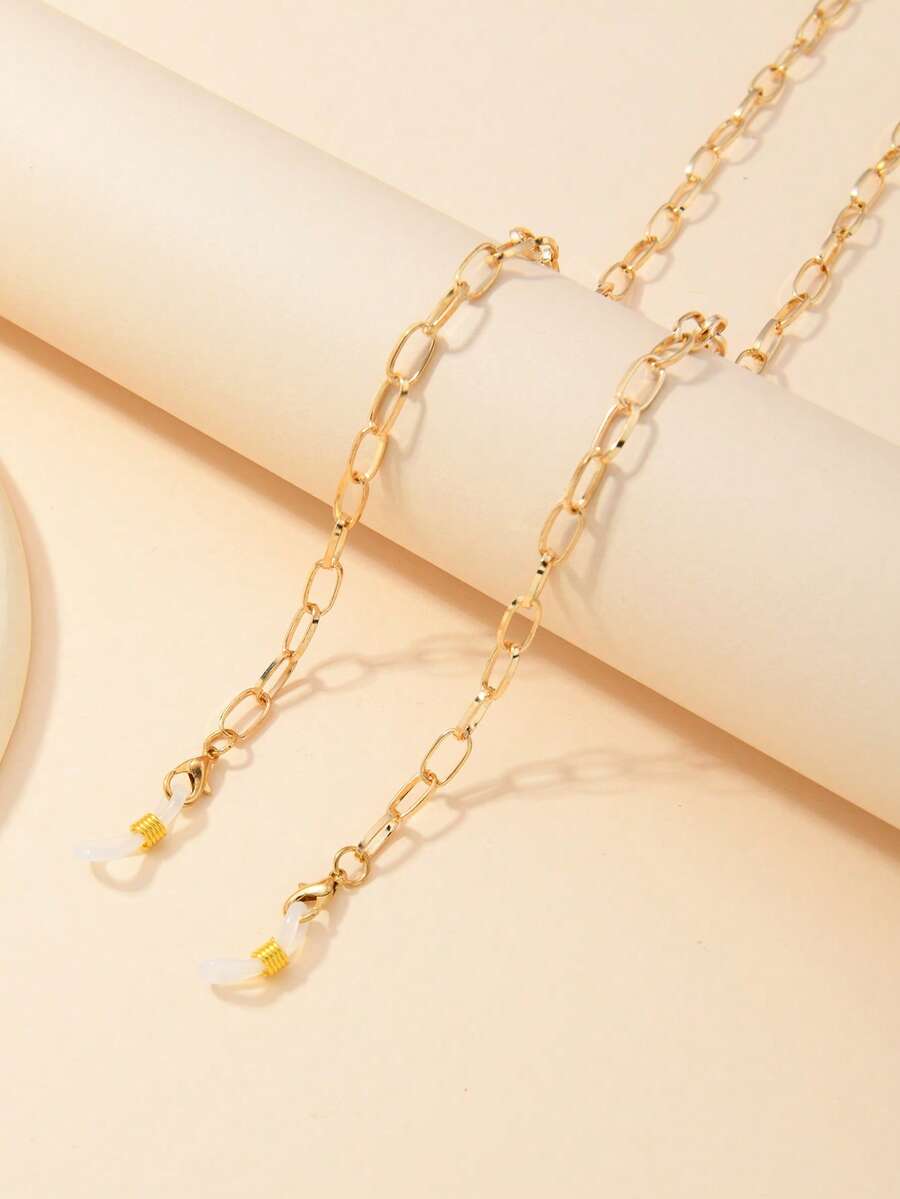 Metal Hollow Eyeglasses Chain Necklace - Yellow - View 1