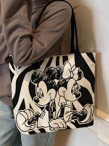Back To School Disney Cute Cartoon Print Tote Bag, Suitable For Women's Daily Shopping And Gatherings, Casual Style Tote Bag (Reference Real Product Image Available) - Multicolor - View 1