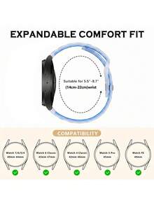 Tương thích với Samsung Galaxy Watch 7/6/5/4 40mm 44mm/Watch 6 Classic 43mm 47mm/Watch 5 Pro 45mm/Watch 4 Classic/Active 2, Dây đeo thể thao silicon mềm 20mm dành cho cả nam và nữ - 20mm - Xem 7