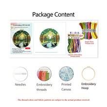 3 Sets Mori Style Embroidery Kits - Lily Of The Valley Rabbit/Starry Stream/Moonlit Forest DIY Handmade Embroidery, Healing Artistic Home Decor - Multicolor - View 12