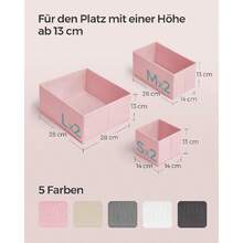 Scatola portaoggetti per cassetti, set da 6, organizer per cassetti, scatola pieghevole, organizer per biancheria intima, scatola in tessuto per calzini, biancheria intima, reggiseni, cravatte e sciarpe, bianco nuvola RDZ006W01 - Pastellorosa - Visualizzare 4