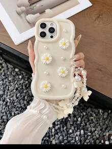 1 chiếc ốp lưng điện thoại DIY hình hoa cúc ngọc trai và bánh macaron kèm dây đeo, dành cho các dòng điện thoại 11/11 Pro/11 Pro Max, 12/12 Pro/12 Pro Max, 13/13 Pro/13 Pro Max, 14/14 Pro/14 Pro Max, 15/15 Pro/15 Pro Max, 16/16 Pro/16 Pro Max - trắng - Xem 1