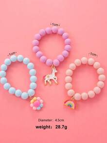 3pcs/Set Rainbow Charm Beaded Bracelet,Suitable For Daily Party Wear And As A Gift For Friends - Multicolor - View 4
