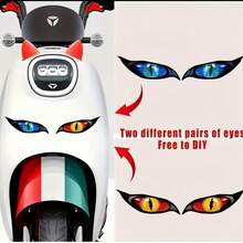 2-In-1 Two Pairs Of Different Color Demon Zombie Eye Stickers, Suitable For Car Rearview Mirror, Motorcycle Helmet Stickers - Durable Waterproof PVC Stickers | Perfect For Halloween Decoration, Halloween Night Gifts, Christmas Gifts - Demon Zombie Eye - View 4