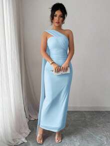 Vestido elegante sin tirantes y sin espalda, sin mangas, con cuello de chal, cintura ceñida, adecuado para fiestas y verano - Negro - Ver 3