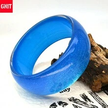 GNIT 3件/1件 透明樹脂手鍊，亮面多元素幾何設計，復古風格，度假時尚造型手鍊 - 藍閃藍藍 - 查看 5
