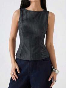 Blusa negra de diseñador de moda de verano para mujer - Negro - Ver 3