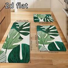 1件/2件/3件長款龜背葉印花地墊,熱帶植物風格地毯,防滑吸水,柔軟易清潔,適用於廚房、浴室、玄關、臥室和陽台裝飾 - 彩色 - 查看 13