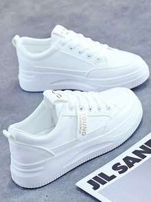 Zapatillas de deporte para exteriores, versión coreana de suela gruesa, modernas y versátiles, transpirables, deportivas y de ocio, zapatos blancos - Blanco 17 - Ver 2