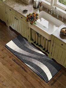 1pc Diatomaceous Earth Wave Striped Kitchen Mat, Three-Color Wave Texture, 3.5mm Thick Cuttable, Absorbent Non-Slip Floor Mat, Small Rug For Kitchen, Bathroom, Entryway, Patio, Hot-Selling Long Foot Mat - Multicolor - View 18