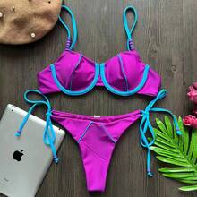 RUOTONGSEPT-Conjunto de Bikini estilo Push up para mujer, traje de baño Sexy de cintura baja, ropa de playa de dos piezas, traje de baño 2023 - NB04 - Ver 5