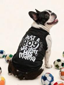 LUCKIE LABO 1pc "Just A Boy Who Loves His Mama" Letter Slogan Funny Print Pet Vest, Physical Flea Protection, Reduces Shedding, Insulated & Breathable Dog Vest, Suitable For Large And Small Dogs And Cats, Indoor And Outdoor - Black - View 8