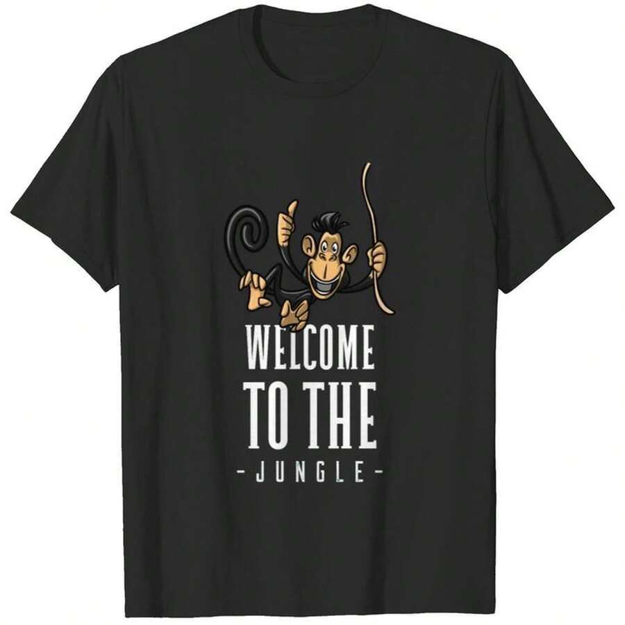 Welcome To The Jungle Tshirt220G Fundacin de AL1Godn masculina, 220 g de confort puro. CreA1DA1 Para todo ser humano, ya sea mujer u hombre. Tejido consistente de ptima C1Alidad, preparado para cualquier m1ontura, afelpado al contacto pero pensado para S1ostenerse. Prendas eriores transpirables de mujer, conjuntos otoales, vestuarios de vaC1Aciones, disfraces de new years para ella. - Negro - Ver 1