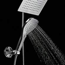 DreamSpa 9-Inch Rainfall Shower Head/ Handheld Combo with Multi-setting Push Button Flow Control - Plateado - Ver 6
