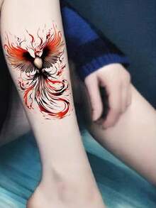 3pcs Vivid Colorful Phoenix Temporary Tattoo Stickers, Waterproof Realistic Tattoo Stickers Suitable For Women & Adults, Half Sleeve Tattoo, Body Tattoo, Can Be Used With Girlfriend - Multicolor - View 3