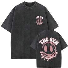 Playera oversize divertida para hombre y mujer estilo vintage lavado estampado de esqueleto y gimnasio para entrenamiento casual fitness chicas ropa de hombre camiseta de mujer blusas para mujer algodon duradera uso diario con envio nacional - Verde - Ver 12