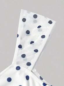 Vestido con estampado floral de pliegues de malla con lazo - Azul marino - Ver 3