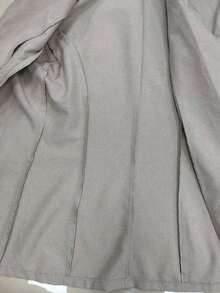 Blazer de lino de 3/4 de manga con cintura ajustable, diseño de botones, adecuado para ir al trabajo, eventos formales, fiestas elegantes, ropa de oficina - Primavera, Verano, Otoño - Caqui - Ver 7
