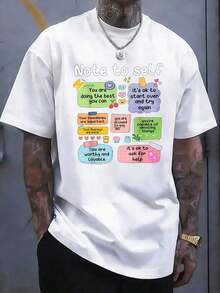 Camiseta Motivacional Nota Para Sí Mismo - Frases de Afirmación Positiva - Con Frases Coloridas de Autocuidado - Camiseta de 220GSM de Alta Resistencia - Ropa Unisex para Adultos para Uso Diario y Salud Mental - Camiseta Ajustada para Todas las Temporadas - Regalo para el Amor Propio y el Crecimiento Personal - Negro - Ver 1